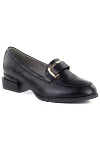 M.Daszyński - Półbuty damskie na klocku czarne M. DASZYŃSKI SA267-2. Kolor: czarny. Materiał: skóra ekologiczna #1