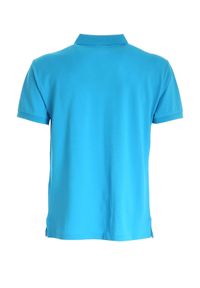 Ralph Lauren - RALPH LAUREN - Turkusowa koszulka Slim Fit Stretch Mesh. Typ kołnierza: polo. Kolor: niebieski. Materiał: mesh. Wzór: haft, ze splotem #2