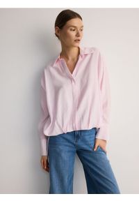 Reserved - Koszula oversize z wiskozą - pastelowy róż. Kolor: różowy. Materiał: wiskoza