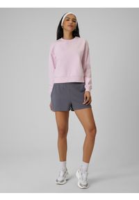 4f - 4F Bluza dresowa regular bez kaptura damska - różowa S. Okazja: na co dzień. Typ kołnierza: bez kaptura. Kolor: różowy. Materiał: dresówka. Styl: casual, klasyczny #2
