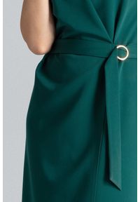 Lenitif - Elegancka ołówkowa kopertowa sukienka kimonowa zielona. Okazja: do pracy. Typ kołnierza: dekolt kopertowy. Kolor: zielony. Typ sukienki: ołówkowe, kopertowe. Styl: elegancki #2