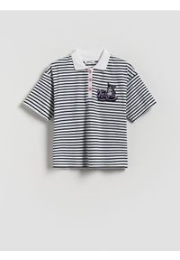 Reserved - T-shirt polo w paski Kuromi - wielobarwny. Typ kołnierza: polo. Materiał: bawełna. Wzór: paski #1