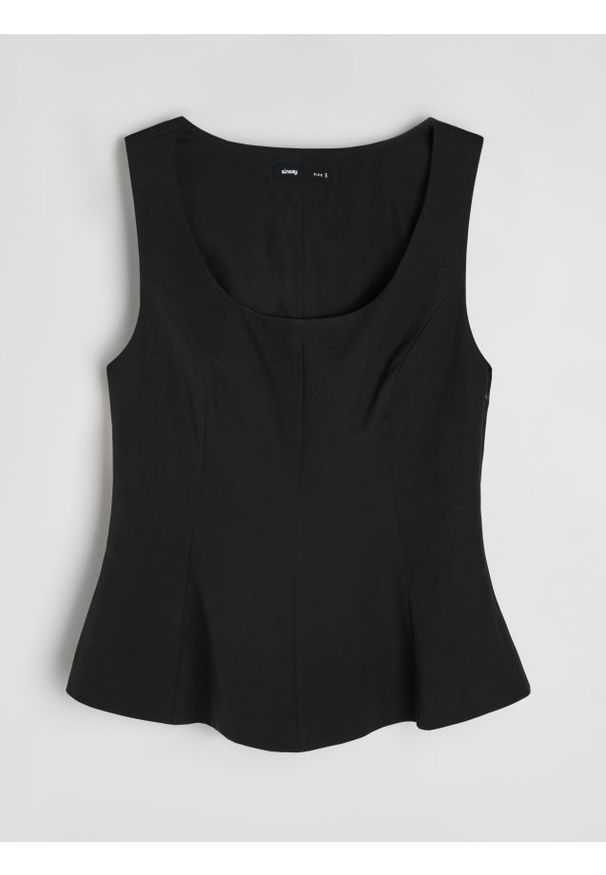 Sinsay - Bluzka slim bez rękawów - czarny. Kolor: czarny. Długość rękawa: bez rękawów