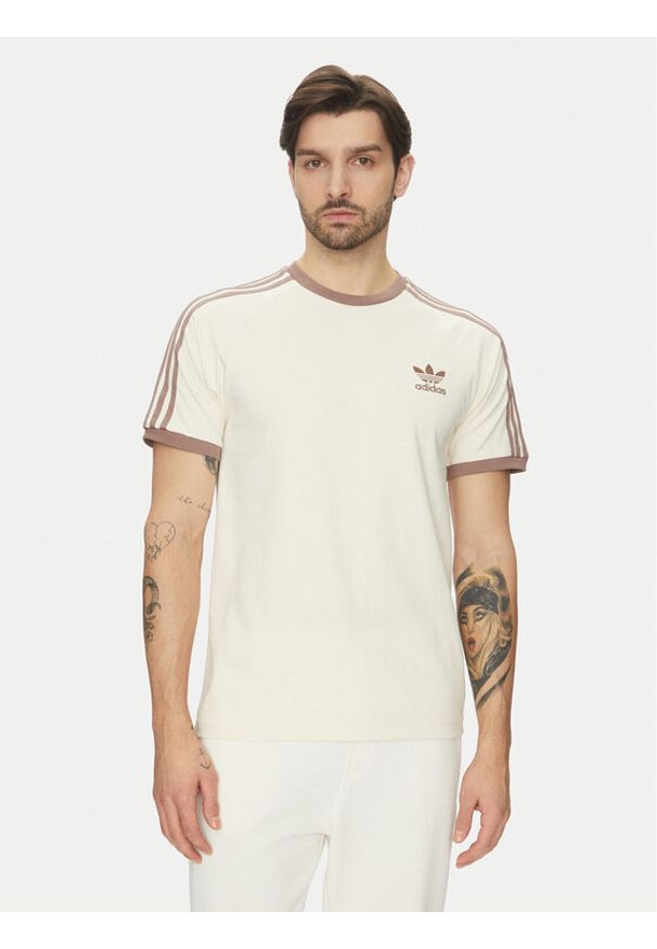 Adidas - adidas T-Shirt adicolor Classics 3-Stripes JN7020 Écru Slim Fit. Materiał: bawełna