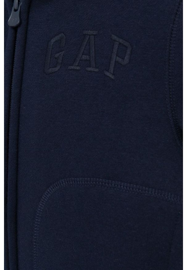 GAP Bluza dziecięca kolor granatowy z kapturem melanżowa. Okazja: na co dzień. Typ kołnierza: kaptur. Kolor: niebieski. Materiał: dzianina. Wzór: melanż. Styl: casual