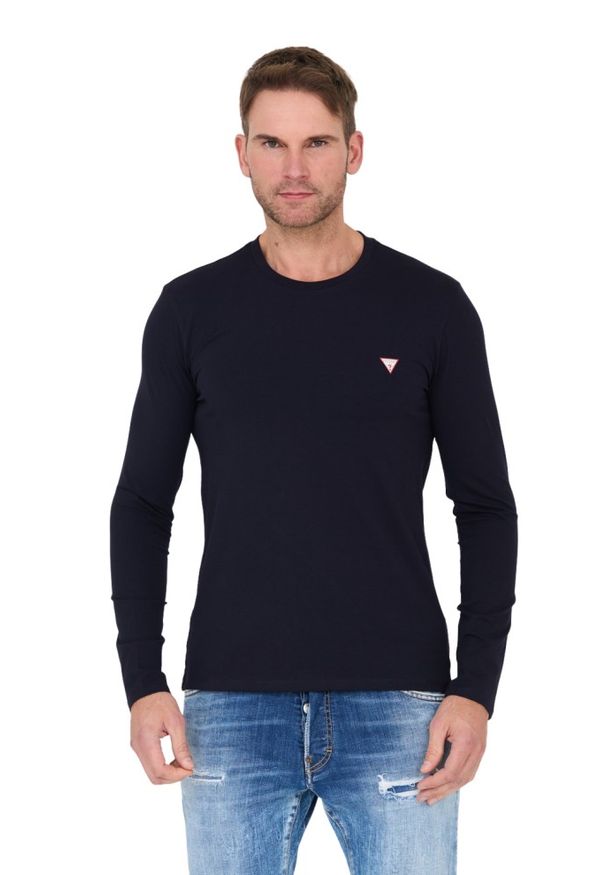 Guess - GUESS Granatowy longsleeve. Kolor: niebieski. Długość rękawa: długi rękaw