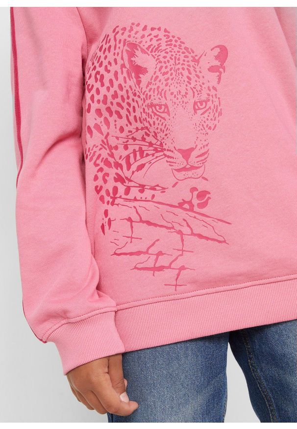 bonprix - Bluza z kapturem, z czystej bawełny organicznej. Typ kołnierza: kaptur. Kolor: różowy. Materiał: bawełna