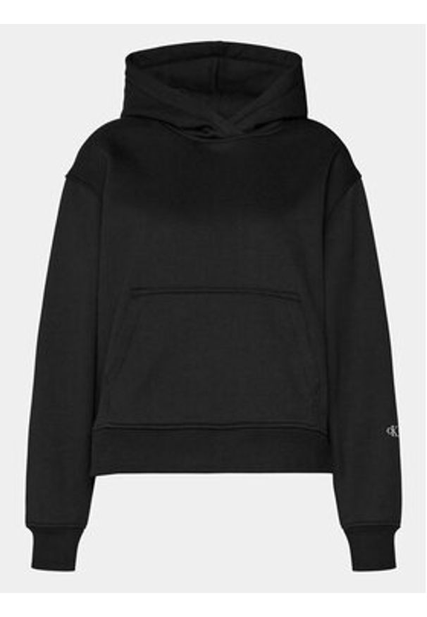 Calvin Klein Jeans Bluza Back Bold Monologo Hoodie J20J222895 Czarny Regular Fit. Kolor: czarny. Materiał: syntetyk, bawełna