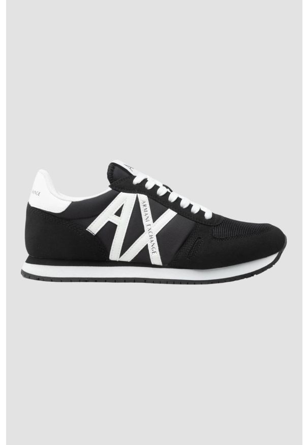 Armani Exchange - ARMANI EXCHANGE Czarno-białe sneakersy. Kolor: czarny