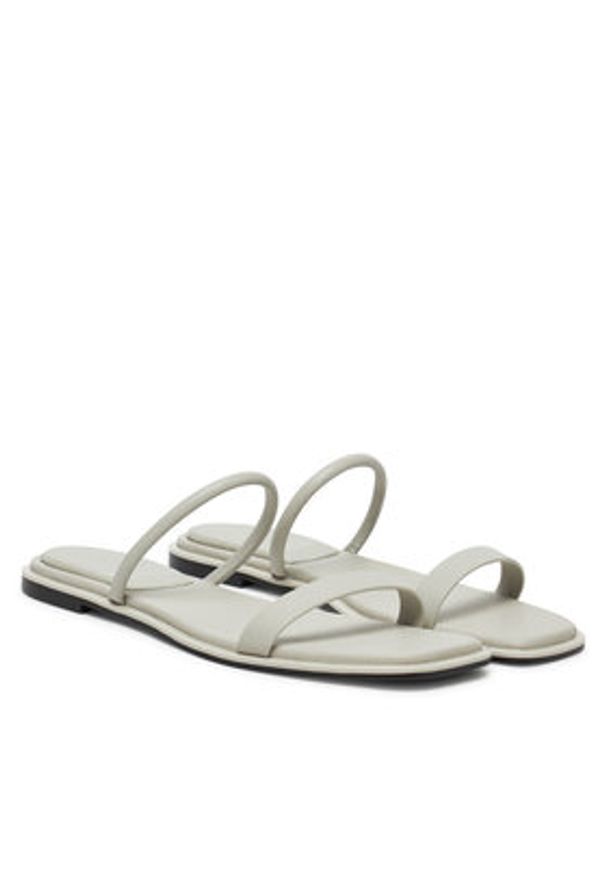 Calvin Klein Klapki Flat Sandal Squared 2-Bar Lth HW0HW02532 Beżowy. Kolor: beżowy. Materiał: skóra