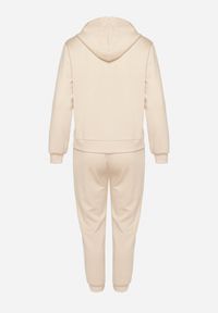 Born2be - Beżowy Komplet Dresowy Rozpinana Bluza i Spodnie Joggery z Bawełną Anarrise. Kolor: beżowy. Materiał: dresówka, bawełna