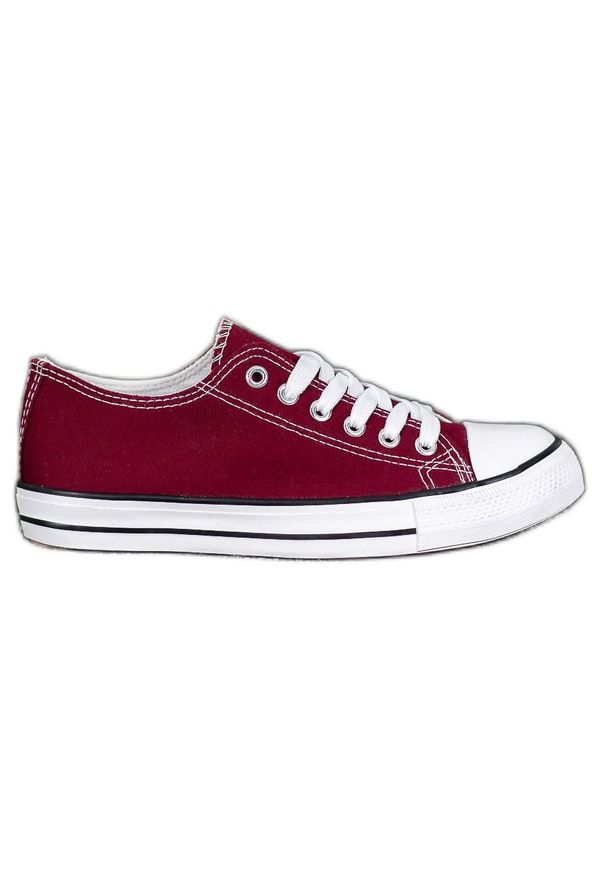 J.Star - J. Star Klasyczne Bordowe Trampki czerwone. Kolor: czerwony. Obcas: na platformie. Styl: klasyczny