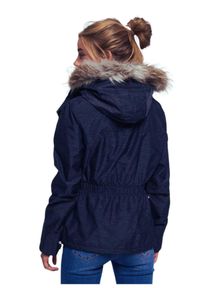 Superdry - Kurtka zimowa damska Superdary Hooded Fur Winter Windattacker. Kolor: niebieski. Materiał: poliester, nylon. Sezon: zima. Sport: turystyka piesza