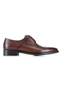 Wittchen - Męskie buty derby z nowoczesnymi przeszyciami. Nosek buta: otwarty. Kolor: brązowy. Materiał: skóra. Wzór: ażurowy, aplikacja. Styl: klasyczny #4