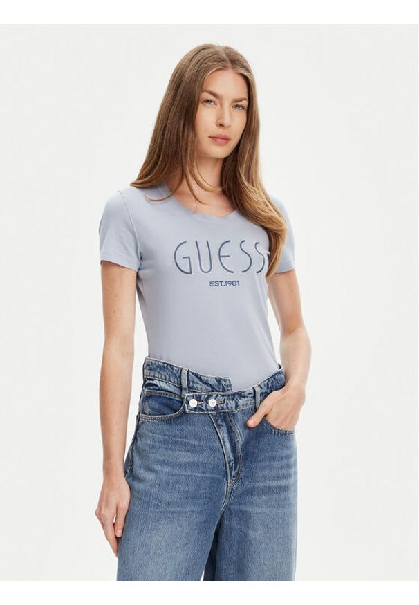 Guess T-Shirt W5YI05 J1314 Niebieski Regular Fit. Kolor: niebieski. Materiał: bawełna