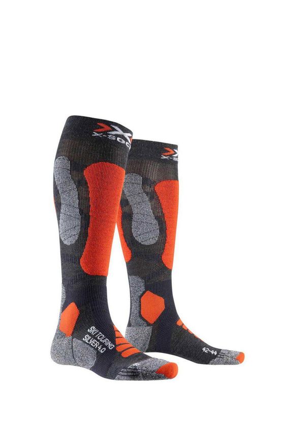 X-Socks - Skarpety X-SOCKS SKI TOURING SILVER 4.0. Kolor: pomarańczowy, szary, wielokolorowy. Materiał: materiał
