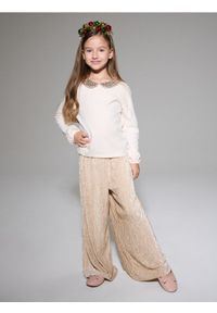 Sinsay - Bawełniana bluzka z połyskującymi cekinami - kremowy. Kolor: kremowy. Materiał: bawełna #1