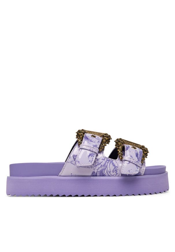 Versace Jeans Couture Klapki 80VA3SM1 ZS366 338 Fioletowy. Kolor: fioletowy. Materiał: skóra