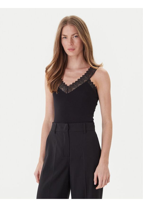 Morgan Top 242-DNAE Czarny Slim Fit. Kolor: czarny. Materiał: wiskoza