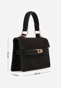 Born2be - Czarna Elegancka Torebka Kuferek z Imitacji Zamszu z Dodatkowym Łańcuszkiem Epona. Kolor: czarny. Materiał: zamszowe. Styl: elegancki. Rodzaj torebki: na ramię #4
