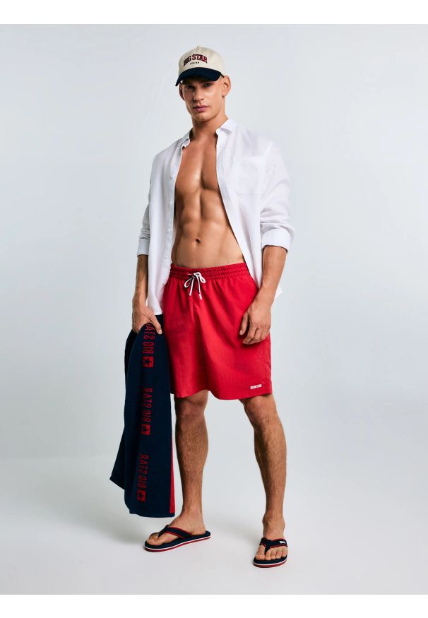 Big-Star - Szorty kąpielowe męskie czerwone Rafaelsin 603. Kolor: czerwony. Materiał: guma