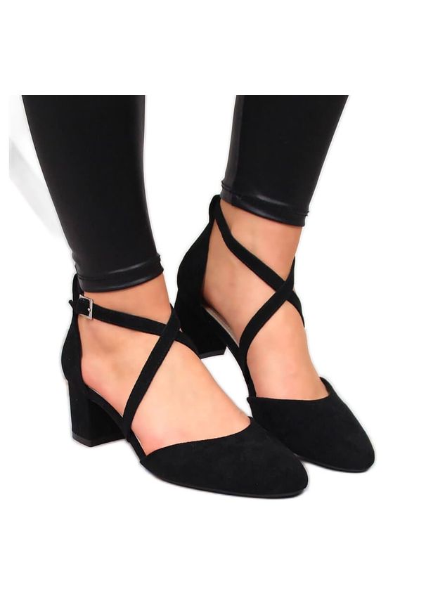 Sandały damskie z paseczkami czarne Sergio Leone. Kolor: czarny. Materiał: skóra ekologiczna