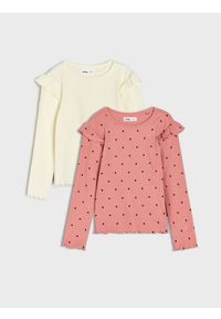 Sinsay - Prążkowana koszulka 2 pack - wielobarwny. Materiał: prążkowany #1