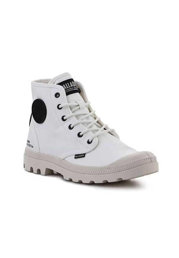 Buty do chodzenia unisex Palladium Pampa HI Htg Supply Star. Wysokość cholewki: za kostkę. Zapięcie: sznurówki. Kolor: biały. Materiał: materiał, syntetyk, tkanina. Szerokość cholewki: normalna. Sport: turystyka piesza