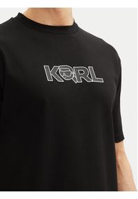 Karl Lagerfeld - KARL LAGERFELD T-Shirt 755156 552235 Czarny Regular Fit. Typ kołnierza: dekolt w karo. Kolor: czarny. Materiał: bawełna #2