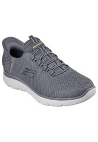 skechers - Męskie SUMMITS HIGH RANGE Slip-On Ciemnoszary. Zapięcie: bez zapięcia. Kolor: szary. Materiał: materiał
