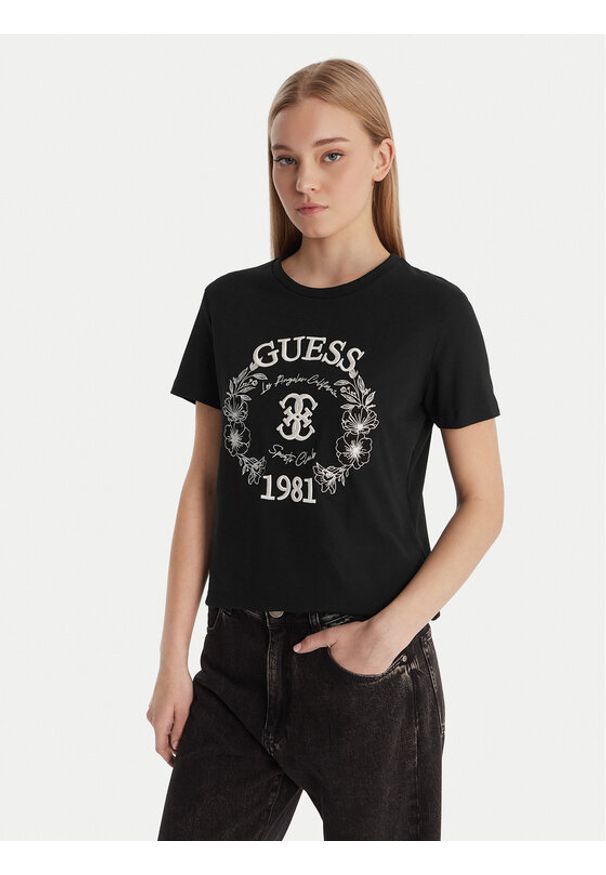 Guess T-Shirt V6RI12 J1314 Czarny Regular Fit. Kolor: czarny. Materiał: bawełna