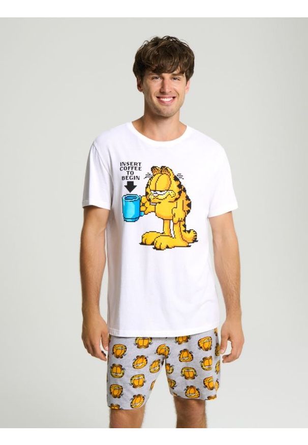 Sinsay - Piżama dwuczęściowa Garfield - biały. Kolor: biały