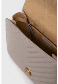 Pinko torebka skórzana kolor szary. Kolor: szary. Materiał: skórzane. Rodzaj torebki: na ramię #5