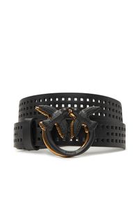 Pinko - PINKO Pasek Damski Love Berry H3 Belt PE 25 PLT01 100125 A11W Czarny. Kolor: czarny. Materiał: skóra