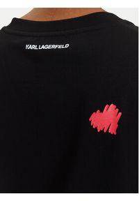 Karl Lagerfeld - KARL LAGERFELD T-Shirt A3W17017 Czarny Regular Fit. Typ kołnierza: dekolt w karo. Kolor: czarny. Materiał: bawełna #4