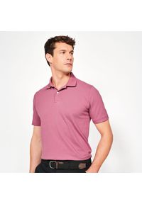 INESIS - Koszulka polo do golfa z krótkim rękawem męska Inesis MW500. Typ kołnierza: golf, polo. Kolor: fioletowy. Materiał: bawełna, materiał, poliester. Długość rękawa: krótki rękaw. Długość: krótkie. Wzór: ze splotem. Styl: klasyczny