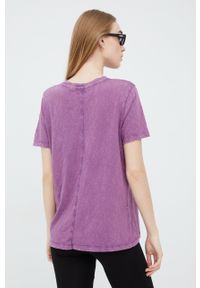 Superdry t-shirt bawełniany kolor fioletowy. Okazja: na co dzień. Kolor: fioletowy. Materiał: bawełna. Długość rękawa: krótki rękaw. Długość: krótkie. Styl: casual #4