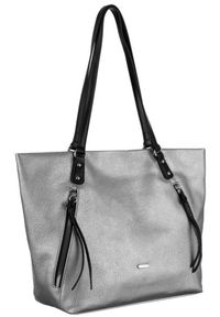 DAVID JONES - Tote bag srebrny David Jones [DH] 6727-4A. Kolor: srebrny. Wzór: gładki. Materiał: skórzane. Styl: elegancki #1