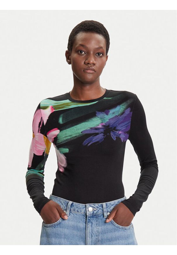 Desigual Bluzka Lena 25WWTK32 Czarny Regular Fit. Kolor: czarny. Materiał: wiskoza