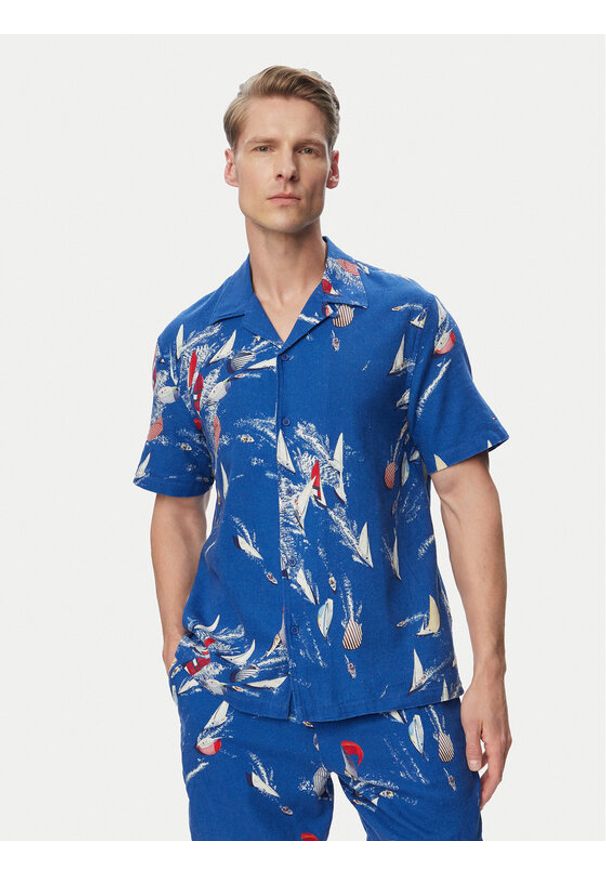 Tommy Jeans Koszula Aop Co Slub DM0DM23144 Niebieski Regular Fit. Kolor: niebieski. Materiał: bawełna