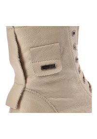 Beżowe Botki Pollonus Skórzane Ocieplane Buty Damskie. Kolor: beżowy. Materiał: skóra. Szerokość cholewki: normalna. Sezon: zima #5