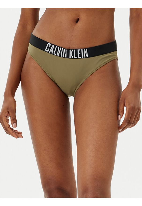 Calvin Klein Swimwear Dół od bikini KW0KW02856 Zielony. Kolor: zielony. Materiał: syntetyk