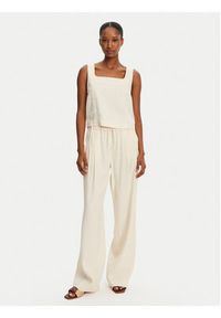 Marella Spodnie materiałowe Fred 2513131085 Écru Wide Leg. Materiał: len, wiskoza