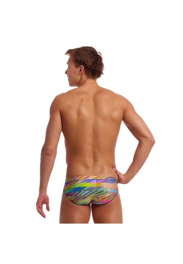 FUNKY TRUNKS - Kąpielówki męskie slipy na basen treningowe Funky Trunks Static Stack. Kolor: wielokolorowy, zielony