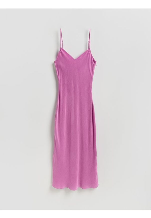 Reserved - Sukienka z cupro - fioletowy. Kolor: fioletowy. Materiał: tkanina, wiskoza. Typ sukienki: proste