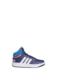 Adidas - Hoops Mid Shoes. Kolor: czarny, niebieski, wielokolorowy. Materiał: tworzywo sztuczne. Sport: turystyka piesza, tenis