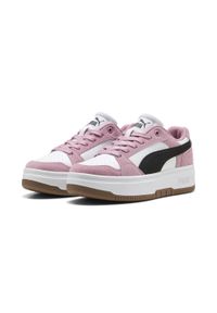 Puma - Damskie sneakersy Rebound Femme Low Suede PUMA White Black Poised Pink. Okazja: na co dzień. Kolor: czarny, różowy, biały, wielokolorowy. Sezon: lato. Model: Puma Suede. Sport: koszykówka