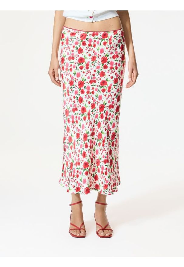 Reserved - Spódnica midi w kwiaty - wielobarwny. Materiał: wiskoza. Wzór: kwiaty