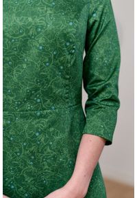 Marie Zélie - Sukienka Asteria Idella zielona. Kolor: zielony. Materiał: bawełna, skóra, materiał. Wzór: gładki. Typ sukienki: trapezowe. Styl: klasyczny #8