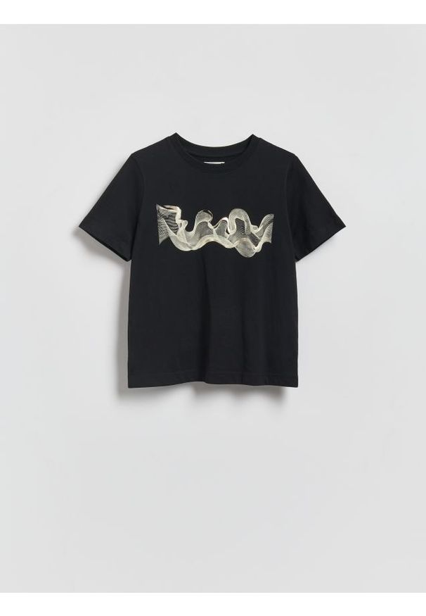 Reserved - T-shirt z nadrukiem - czarny. Kolor: czarny. Materiał: bawełna. Wzór: nadruk